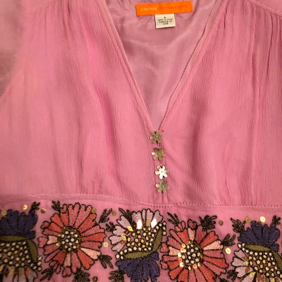 RARE Cynthia Steffe Floral Waistband Blouse - Picture 2 of 3